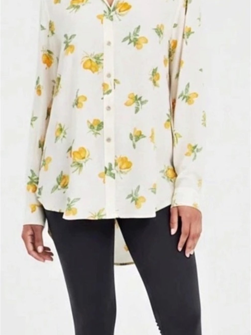 Jane & Delancey Floral Button Down Shirt in White & Yellow